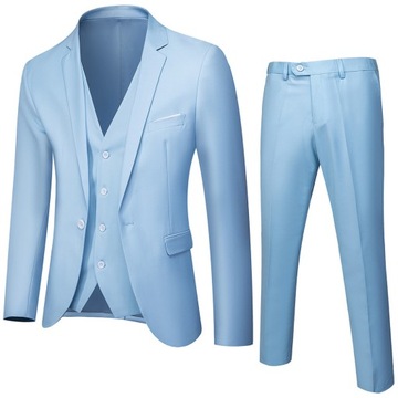 MĘSKI GARNITUR ELEGANCKI JEDNOLITY KOLOR KOMPLET s-6xl