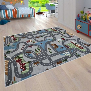 DYWAN ULICE MIASTO Auta Cars 130x190 Scanroad szaro-niebieski