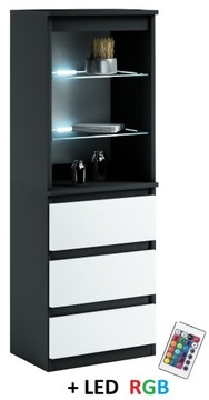 031-052 WITRYNA LED/3s + oświetlenie RGB - CZARNO / BIAŁY