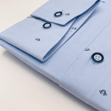 REGULAR-FIT Elegancka wizytowa błękitna koszula męska z lycrą we wzorki