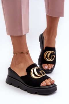 ТАПОЧКИ НА ТЕЛЕЖКЕ ЖЕНСКИЕ, КОМФОРТНЫЕ VINCEZA, ЧЕРНАЯ ЗАМША R 37