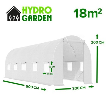TUNEL OGRODOWY FOLIOWY SZKLARNIA 18m2 TF06W 6x3m BIAŁY SOLIDNY