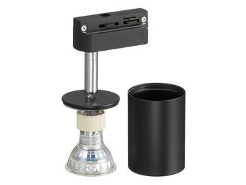 Lampa szynowa czarna LED żarówka GU10 jednofazowa