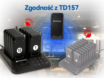 Retekess TD157S Звонок для клиентов, Беспроводная пейджерная система, 10 пейджеров
