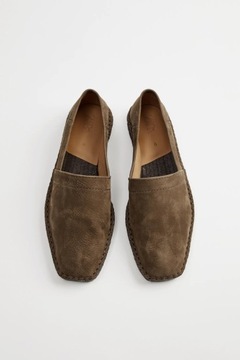 КОРИЧНЕВЫЕ КОЖАНЫЕ ОБУВИ ZARA ЭСПАДРИЛЬИ МОКАСИНЫ 41