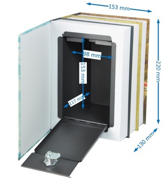 БОЛЬШОЙ КНИЖНЫЙ НАБОР МЕТАЛЛИЧЕСКОГО КАССЕТНОГО СЕЙФА В ФОРМЕ КНИГИ XXL