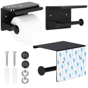 ДЕРЖАТЕЛЬ ДЛЯ ТУАЛЕТНОЙ БУМАГИ Вешалка для унитаза ЧЕРНАЯ СТАЛЬ МЕТАЛЛ LOFT С ПОЛКОЙ