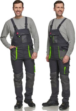 Spodnie ogrodniczki robocze ochronne SZARE STRETCH SLIM dopasowane 64