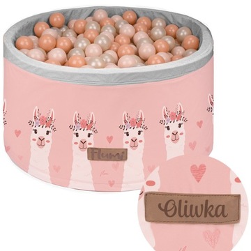 Suchy basen z kulkami 90 x 40 cm WYŻSZY 200 piłeczek + IMIĘ DZIECKA GRATIS