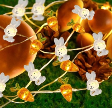 Пасхальная гирлянда со светодиодной гирляндой, украшением в виде зайца и морковки