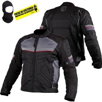 Kurtka motocyklowa HUSAR HORNET męska tekstylna czarno szaro czerwona