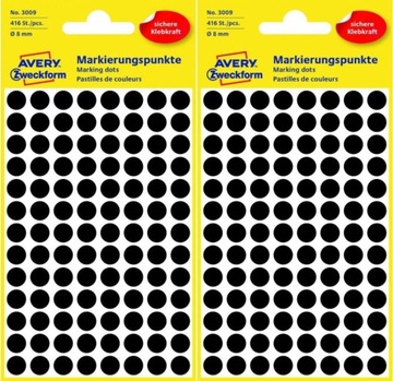 Etykiety oznaczeniowe Avery czarny 8mm 416szt x2