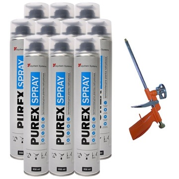 10x PUREX SPRAY Piana PUR Izolacyjna Natryskowa Ociepleniowa + PISTOLET