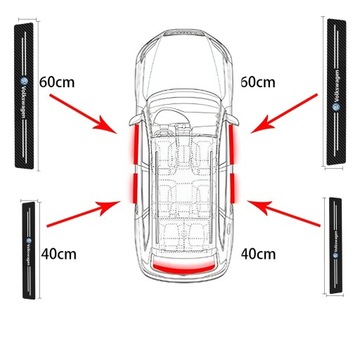 НАКЛЕЙКИ ЗАЩИТНЫЕ КРЫШКИ РАМА ПЛЕНКА 4 ШТ. VOLKSWAGEN ЧЕРНЫЙ КАРБОН