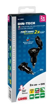 Адаптер гнезда прикуривателя DIN для 2 x USB 12 В