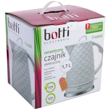 Электрический чайник BOTTI Crystal Ceramic 1,7 л, 1500 Вт, белый, беспроводной