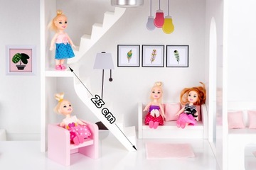 БОЛЬШОЙ ДЕРЕВЯННЫЙ КУКОЛЬНЫЙ ДОМ 118см АКСЕССУАРЫ БЕЛЫЙ ПРЕМИУМ СВЕТОДИОДНЫЙ СВЕТ