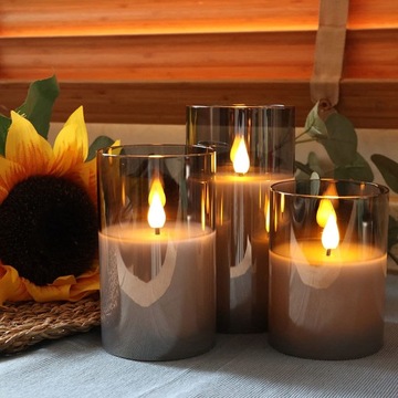 3 СВЕЧИ, ДЕКОРАТИВНЫЕ СВЕЧИ СВЕТОДИОДНЫЕ, ДЫМЧАТОЕ СТЕКЛО, ДЕКОРАТИВНЫЕ, ДЕКОРАТИВНЫЕ РОЖДЕСТВЕНСКИЕ СВЕЧИ