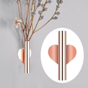 Подвесная ваза в скандинавском стиле. Настенный цветок из золота. Живое сердце из розового золота.