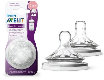 AVENT NATURAL Соска для бутылочки 3м + THREE FLOW 2x