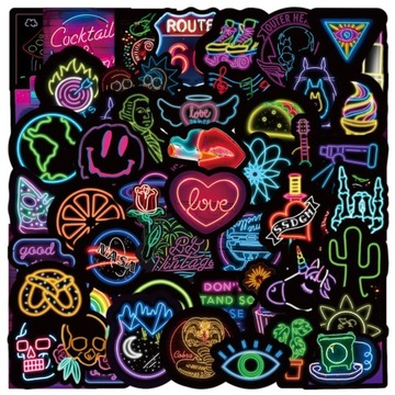 STICKER BOMB NAKLEJKI WODOODPORNE MIX NEON 50 szt