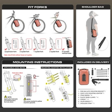Быстросъемная сумка для передней вилки велосипеда объемом 4 л