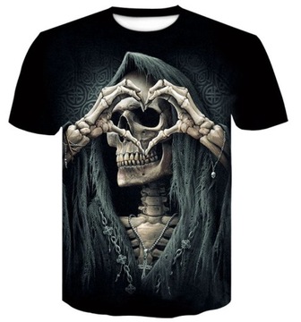 MĘSKA KOSZULKA T-SHIRT nadruk 3D CZASZKA KOLORY 50