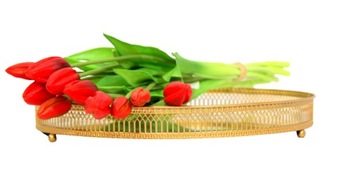 Подсвечник Круглый зеркальный поднос, золото, диаметр 25,5 см.