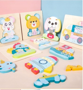 Игрушка Монтессори Детские Деревянные Игрушки Головоломки Мультфильм