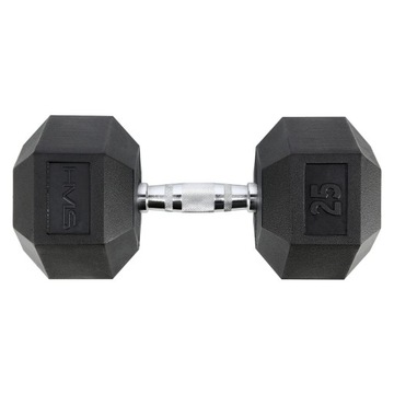 Гантель стальная прорезиненная Hex Pro 25 кг - HMS