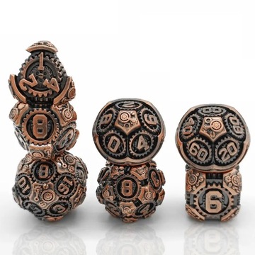 MASZYNERIA ZESTAW 7 METALOWYCH KOŚCI RPG