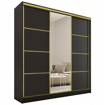 Szafa przesuwna z lustrem 180 cm GOLD czarny mat