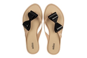 Japonki Melissa Flip Flop Cute Ad Beige Black Beżowy Guma r.39