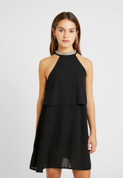 ONLY sukienka koktajlowa krótka z paskiem czarna z ozdobami r. 38