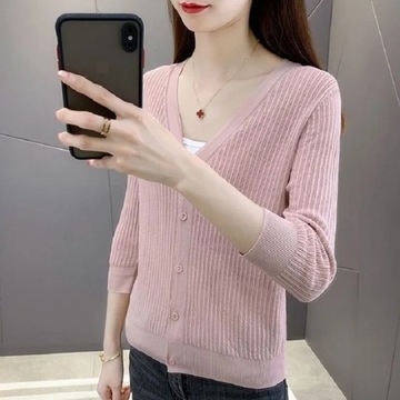 2023 Female Coat Tops Knitted Long Sleeve V-Neck S