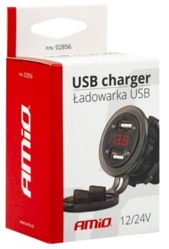 Водонепроницаемое зарядное устройство 2xUSB Тестер напряжения 12/24 В