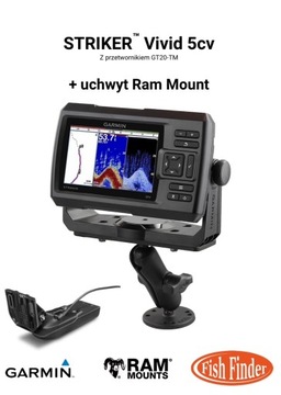 Echosonda Garmin Striker Vivid 5cv z GT20-TM + Uchwyt Ram Mount
