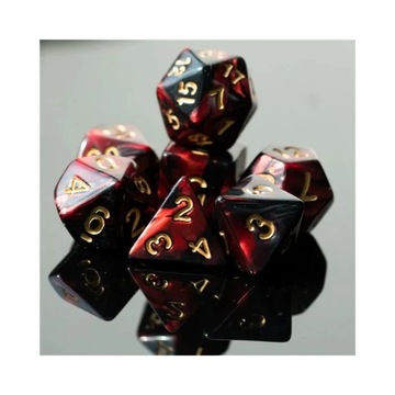 KRWAWY RUBIN ZESTAW 7 KOŚCI KOSTEK RPG
