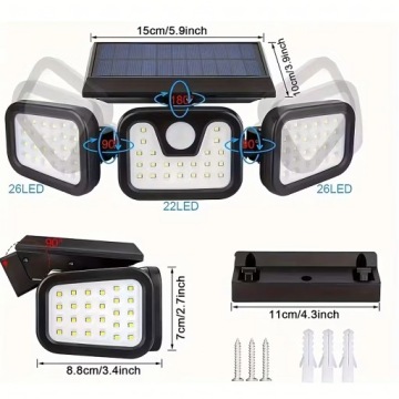 ОТКРЫТЫЙ СОЛНЕЧНЫЙ СВЕТИЛЬНИК С ДАТЧИКОМ ДВИЖЕНИЯ И СУМЕРЕК LED 3IN1 ДЛЯ САДА