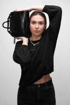 BETLEWSKI torebka damska do ręki ramię czarna ze skóry ekologicznej modna