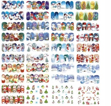 Водные наклейки на новогодние ногти, 30 шт.