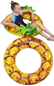 DUŻE KOŁO pływackie dmuchane 119cm ANANAS Materac do wody dla dorosłych
