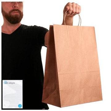 TORBY PAPIEROWE SZARE torba papierowa eko a3 DUŻA TOREBKI 30x17x42cm 100szt