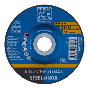 Pferd 62012640 Tarcza do szlifowania EH 125-7 PSF