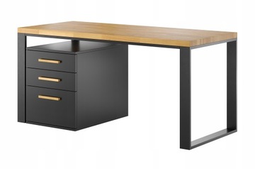 Biurko z dębowym blatem kontenerek gamingowe loft