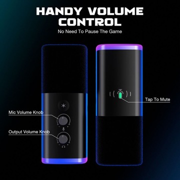 Finefe AM8 - Динамический микрофон USB RGB с кнопками - черный (P4/PS5/PC