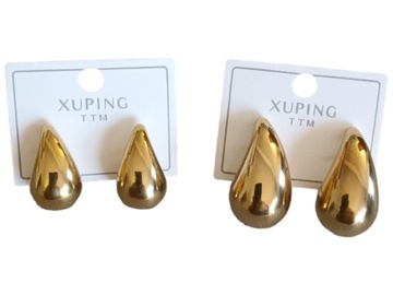 Золотые серьги-капли TEARS 31 мм из хирургической стали DROP 65065