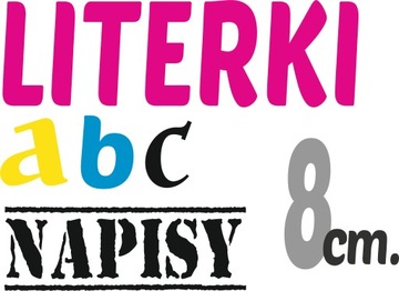NAKLEJKI LITERY LITERKI CYFRY NAPISY 8 CM
