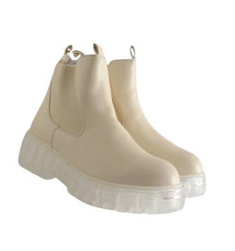 JustFab botki buty sztyblety beżowe na wiosnę 38 ,5