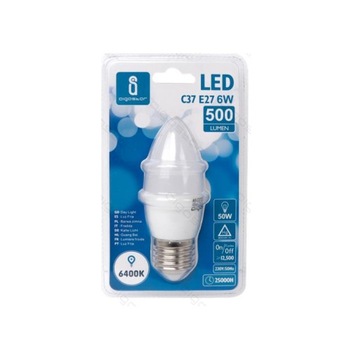 Żarówka LED C37 E27 6W zimna 6400K świeczka 500lm